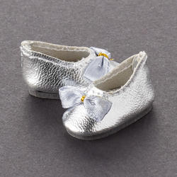 Tallina's Fancy Silver Slip On with Bow Doll Shoes