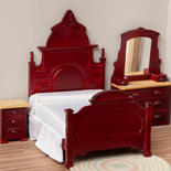 Dollhouse Miniature Mahogany Bedroom Set