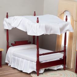 Dollhouse Miniature Mahogany Canopy Bed