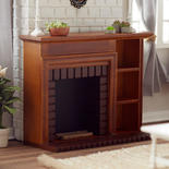 Dollhouse Miniature Walnut Fireplace With Shelves