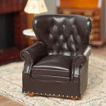 Dollhouse Miniature Brown Leather Churchill Chair