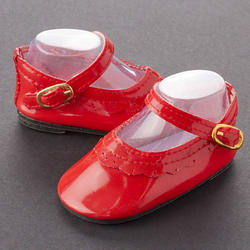 Tallina's Red Scalloped Buckle Doll Shoes