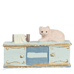 Dollhouse Miniature Console with Cat