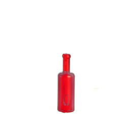 Dollhouse Miniature Red Unlabeled Liquor Bottles