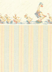 Dollhouse Miniature Cream Dapper Ducks Wallpaper