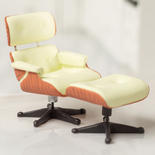 Dollhouse Miniature Eames Lounge Chair and Ottoman Set