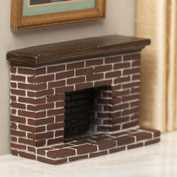 Dollhouse Miniature Red Brick Fireplace