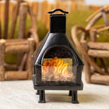 Dollhouse Miniature Black Outdoor Fireplace