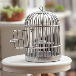 Dollhouse Miniature Silver Round Birdcage