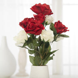 Red and Cream Artificial Rose Bush