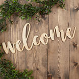 Unfinished Wood "Welcome" Word Sign