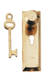Miniature Round Door Knob with Rectangular Long Plate and Key