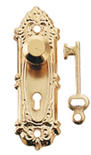 Dollhouse Miniature Gold Plated Opryland Door Handle with Key