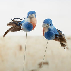 Miniature Blue Mushroom Birds