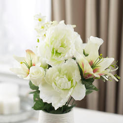 Cream and Green Artificial Lily, Peony, and Rose Bush