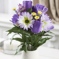 Purple and Lavender Artificial Tulip and Iris Bush
