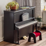 Dollhouse Miniature Black Upright Piano w/ Bench