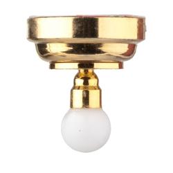 Dollhouse Miniature Brass LED Globe Ceiling Light