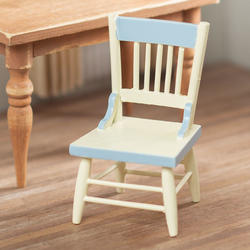 Dollhouse Miniature Creamy White Blue Trim Chair