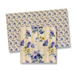 Dollhouse Miniature Yellow and Purple Floral Wallpaper