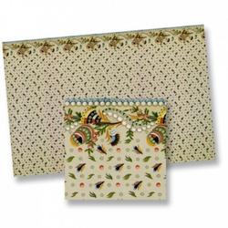 Dollhouse Miniature Green and Gold Floral Wallpaper