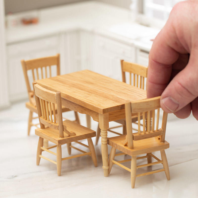 Dollhouse Miniature Oak Kitchen Table Set - Kitchen Miniatures ...