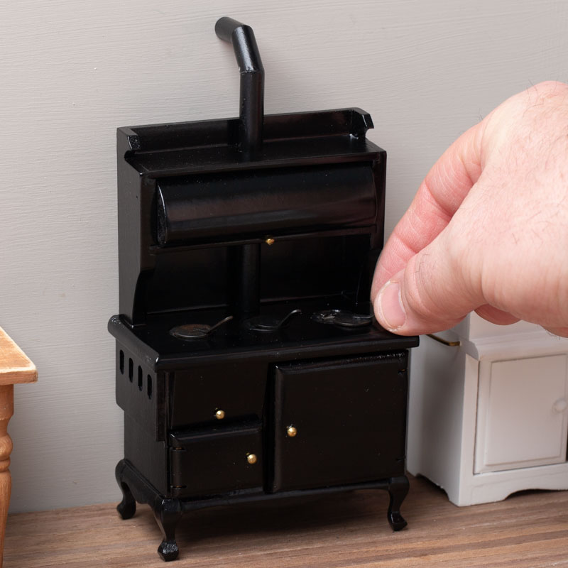 Dollhouse Miniature Black Wood Burning Stove - Kitchen Miniatures ...