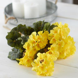 Artificial Yellow Geranium Silk Flower Bush