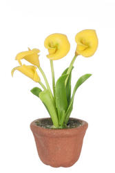 Dollhouse Miniature Yellow Potted Anthurium
