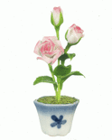 Dollhouse Miniature Potted White And Pink Roses