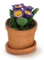 Dollhouse Miniature Potted Purple Primula