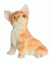 1:12 Scale Dollhouse Miniature Sitting White Persian Cat 