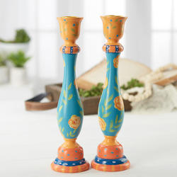 Vintage Inspired Floral Hand-painted Taper Candle Holders