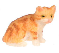 Dollhouse Miniature Orange Sitting Mini Kitten