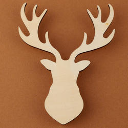 Unfinished Wood Deer Head Silhouette Cutout