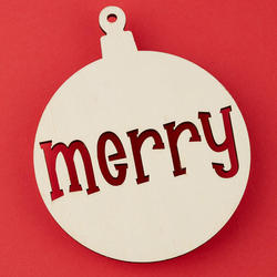 Unfinished Wood "Merry" Ornament Cutout