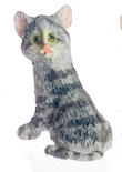 Dollhouse Miniature Grey Sittting Kitten