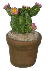 Dollhouse Miniature Potted Pink and Green Cactus