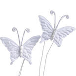 White Satin and Bead Artificial Butterflies