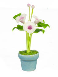 Dollhouse Miniature Potted White Morning Glories