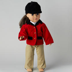 Tallina's Red and White Coat Riding Pants and Hat Doll Outfit