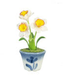 Dollhouse Miniature Yellow And White Daffodils In A Pot