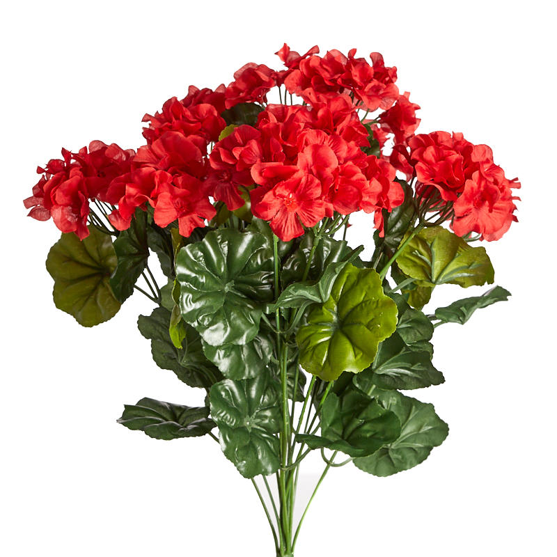 Red Artificial Geranium Bush - Bushes + Bouquets - Floral Supplies ...