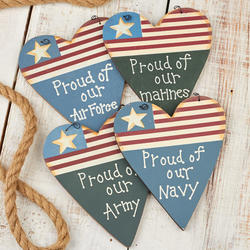 'Proud of Our...' Military Heart Ornament Set