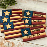 Primitive Americana Flag Ornament Set
