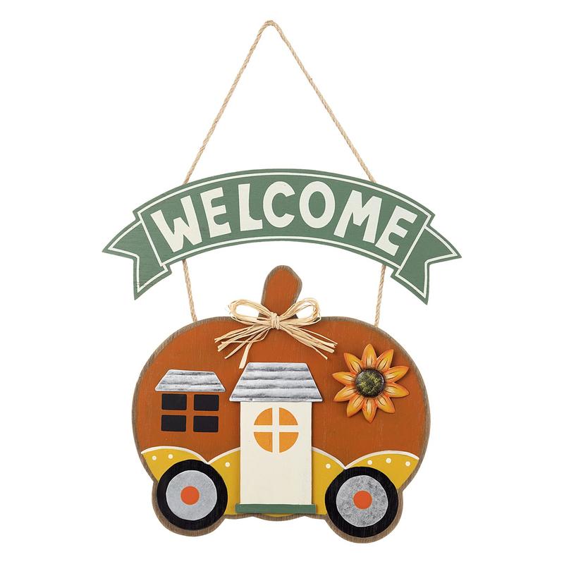 'Welcome' Pumpkin Camper Wall Hanging - Fall and Halloween - Primitive ...