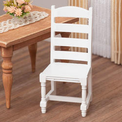 Dollhouse Miniature White Ladder Back Side Chair