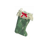 Miniature Lace Over Green Fabric Stocking