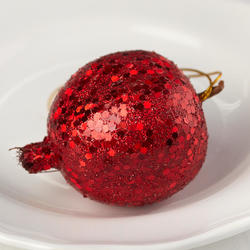 Red Glittered Artificial Pomegranate Ornament