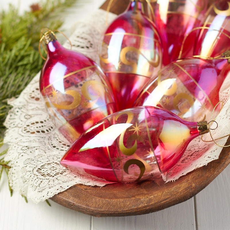 Red Iridescent Teardrop Christmas Ornaments  New Seasonal  New Items